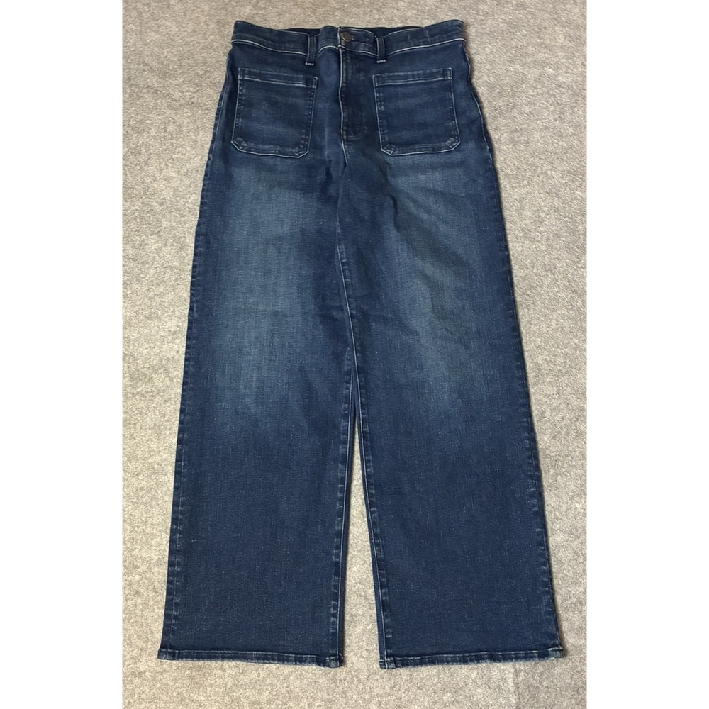 Madewell Emmett Wide-Leg Jeans Blue High Rise Patch Pocket Womens 30P 30x28